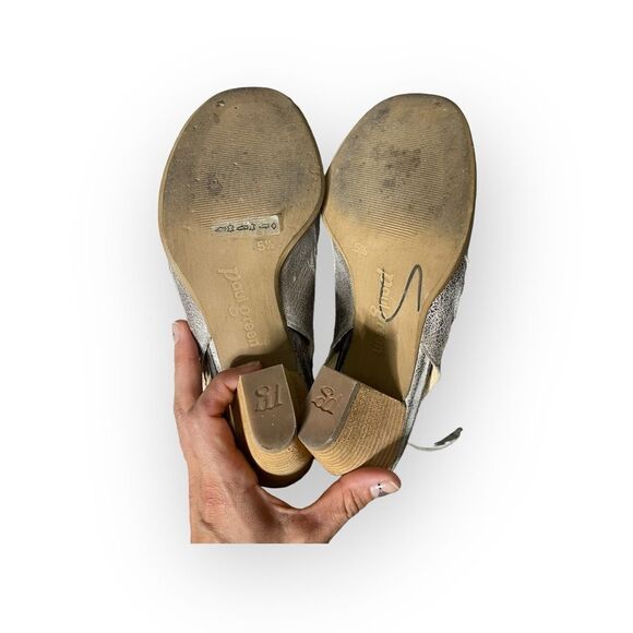 Paul Green Silver Peep Toe Leather Heels - (5.5) 8 US - Picture 10 of 13